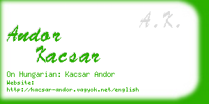 andor kacsar business card